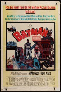 4d074 BATMAN 1sh '66 DC Comics, great cartoon art of Adam West & Burt Ward w/villains!