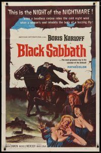 4d108 BLACK SABBATH 1sh '64 Boris Karloff in Mario Bava's I Tre volti Della Paura, severed head!