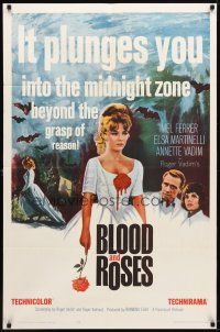 4d124 BLOOD & ROSES 1sh '61 Et mourir de plaisir, Roger Vadim, sexiest vampire Annette Vadim!