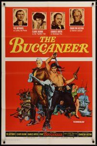 4d157 BUCCANEER 1sh R65 Yul Brynner, Charlton Heston, directed by Anthony Quinn!