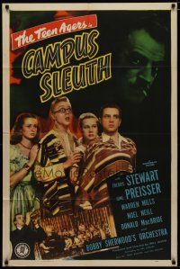 4d167 CAMPUS SLEUTH 1sh '48 Freddie Stewart, June Preisser, the Teen Agers solve the case!