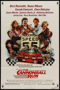 4d168 CANNONBALL RUN 1sh '81 Burt Reynolds, Farrah Fawcett, Drew Struzan car racing art!