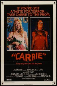 4d177 CARRIE 1sh '76 Stephen King, Sissy Spacek before and after her bloodbath at the prom!