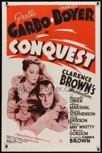 4d216 CONQUEST 1sh R56 Greta Garbo as Marie Walewska, Charles Boyer as Napoleon Bonaparte!