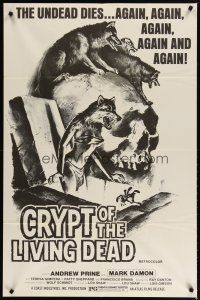4d246 CRYPT OF THE LIVING DEAD 1sh '73 cool Smith horror art, the undead dies again and again!