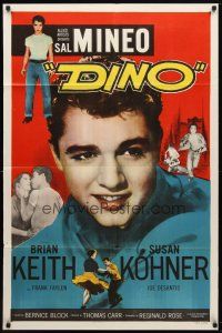4d280 DINO 1sh '57 huge super close up of troubled teen Sal Mineo, plus full-length image too!