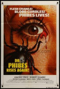 4d306 DR. PHIBES RISES AGAIN 1sh '72 Vincent Price, classic close up of a spider on a woman's face!