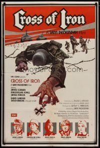4d240 CROSS OF IRON English 1sh '77 Peckinpah, art of fallen World War II Nazi soldier!