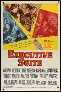 4d336 EXECUTIVE SUITE 1sh R62 William Holden, Barbara Stanwyck, Fredric March, June Allyson!