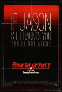 4d375 FRIDAY THE 13th PART V 1sh '85 A New Beginning, Jason haunts you, slasher horror sequel!
