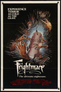 4d376 FRIGHTMARE 1sh '83 terror as cold as the grave, wild horror art of dismembered hands!