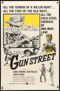 4d412 GUN STREET 1sh '61 James Brown checking his revolver, Jean Willes