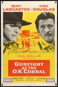 4d413 GUNFIGHT AT THE O.K. CORRAL 1sh '57 Burt Lancaster, Kirk Douglas, John Sturges!