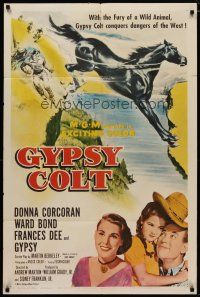 4d417 GYPSY COLT 1sh '54 Ward Bond, Frances Dee, young Donna Corcoran & wild stallion!