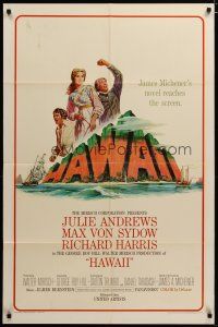 4d431 HAWAII 1sh '66 Julie Andrews, Max von Sydow, Richard Harris, written by James A. Michener!