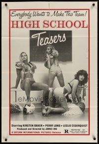 4d446 HIGH SCHOOL TEASERS 1sh '81 sexy cheerleaders in football pads & little else!
