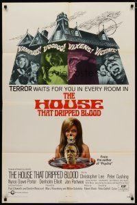 4d467 HOUSE THAT DRIPPED BLOOD 1sh '71 Christopher Lee, Vampires! Voodoo! Vixens!