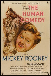 4d470 HUMAN COMEDY style C 1sh '43 close-up artwork of Mickey Rooney, from William Saroyan story!