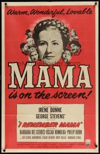 4d477 I REMEMBER MAMA 1sh R55 Irene Dunne, Barbara Bel Geddes, directed by George Stevens!