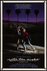 4d488 INTO THE NIGHT 1sh '85 cool image of Jeff Goldblum & Michelle Pfeiffer on the run!