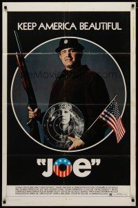 4d510 JOE 1sh '70 Peter Boyle w/shotgun, American flag, and hippie target, drugs!