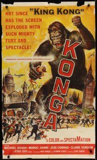 4d541 KONGA 1sh '61 great artwork of giant angry ape terrorizing city by Reynold Brown!