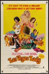 4d555 LAS VEGAS LADY 1sh '75 sexy art of gambling gangster gals, it's easy to steal a million!