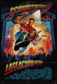 4d556 LAST ACTION HERO 1sh '93 cool artwork of Arnold Schwarzenegger by Morgan!
