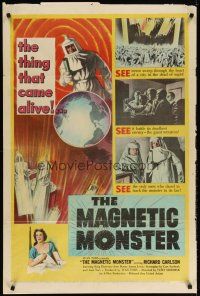 4d594 MAGNETIC MONSTER 1sh '53 cosmic Frankenstein came alive & will swallow the Earth!