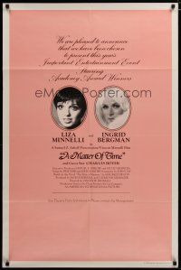 4d610 MATTER OF TIME teaser 1sh '76 cool Ted CoConis artwork of Liza Minnelli & Ingrid Bergman!