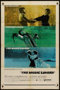 4d640 MUSIC LOVERS 1sh '71 Ken Russell, three images of Richard Chamberlain & Glenda Jackson!