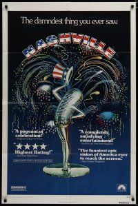 4d650 NASHVILLE 1sh '75 Robert Altman, cool patriotic sexy microphone artwork!
