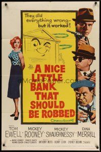 4d657 NICE LITTLE BANK THAT SHOULD BE ROBBED 1sh '58 thieves Tom Ewell, Rooney & Shaughnessy!
