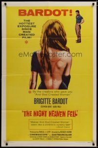 4d659 NIGHT HEAVEN FELL 1sh '58 Bardot makes And God Created Woman seem like a nursery tale!