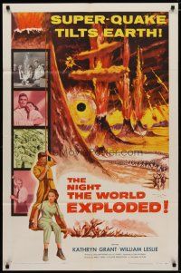 4d663 NIGHT THE WORLD EXPLODED 1sh '57 a super-quake tilts the Earth, nature goes mad!
