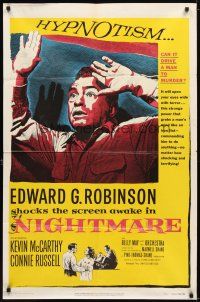 4d664 NIGHTMARE 1sh '56 cool art of Edward G. Robinson, from the Cornel Woolrich novel!