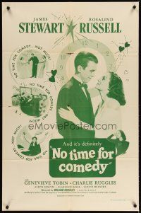 4d666 NO TIME FOR COMEDY 1sh R56 romantic close up of Jimmy Stewart & Rosalind Russell!