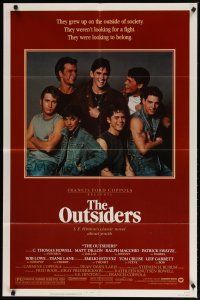 4d685 OUTSIDERS 1sh '82 Coppola, S.E. Hinton, Howell, Dillon, Macchio, Swayze, Lowe, Estevez
