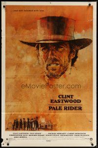4d686 PALE RIDER 1sh '85 great artwork of cowboy Clint Eastwood by C. Michael Dudash!