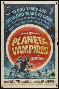4d698 PLANET OF THE VAMPIRES 1sh '65 Mario Bava, beings of the future who rule demon planet!