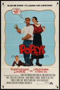 4d701 POPEYE teaser 1sh '80 Robert Altman, Robin Williams & Duvall as E.C. Segar's characters!