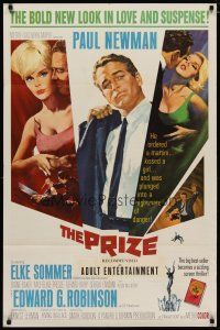 4d708 PRIZE 1sh '63 Howard Terpning art of Paul Newman in suit and tie & sexy Elke Sommer!
