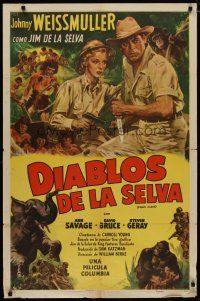 4d716 PYGMY ISLAND Spanish/U.S. 1sh '50 art of Johnny Weissmuller as Jungle Jim, Ann Savage!