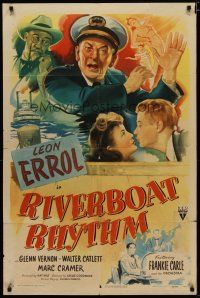 4d739 RIVERBOAT RHYTHM style A 1sh '45 art of ship captain Leon Errol & Frankie Carle playing piano