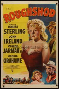 4d750 ROUGHSHOD style A 1sh '49 super sleazy Gloria Grahame isn't good enough to marry!