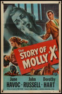 4d825 STORY OF MOLLY X 1sh '49 bad girl June Havoc ends up in woman's prison!