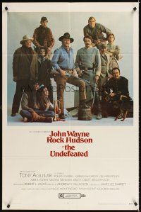 4d924 UNDEFEATED style A 1sh '69 great Civil War cast portrait with John Wayne & Rock Hudson!