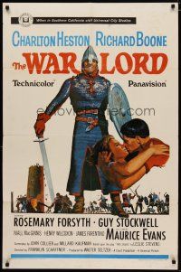 4d944 WAR LORD 1sh '65 art of Charlton Heston all decked out in armor with sword!