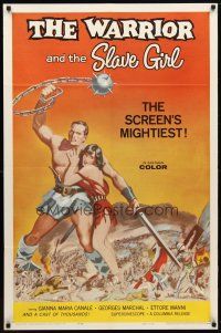 4d947 WARRIOR & THE SLAVE GIRL 1sh '59 awesome artwork of gladiator & girl, mightiest Italian epic!