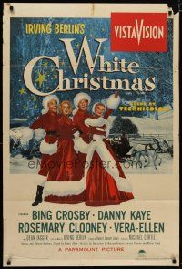 4d956 WHITE CHRISTMAS 1sh '54 Bing Crosby, Danny Kaye, Clooney, Vera-Ellen, musical classic!
